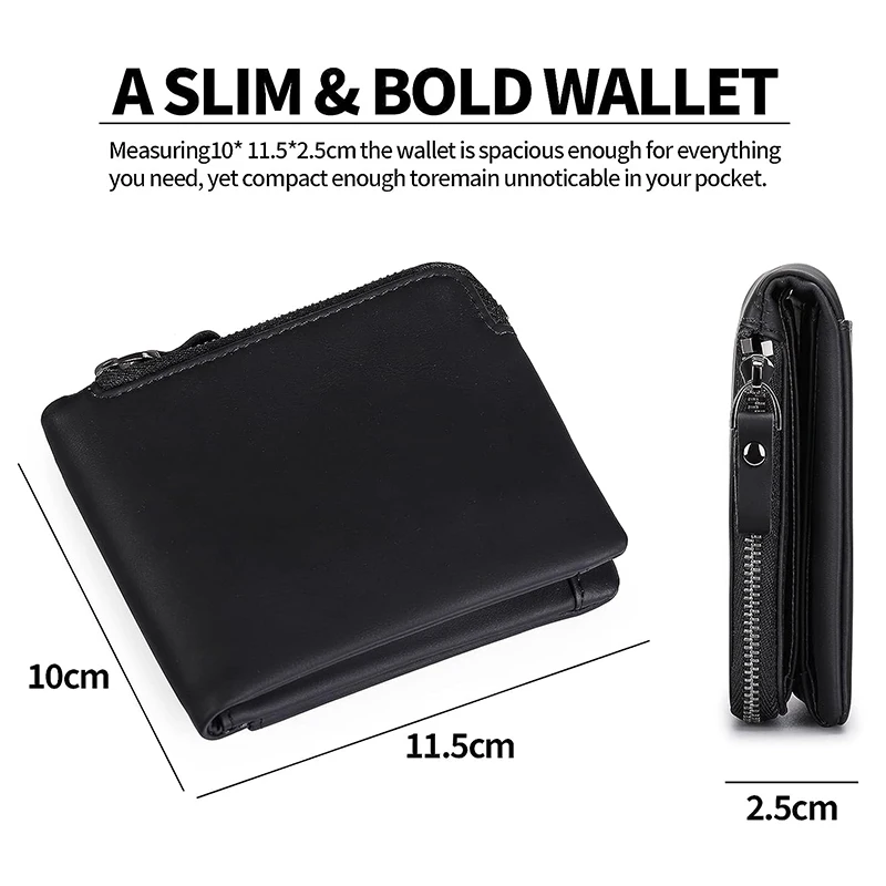 2024 New RFID Protection Large Wallet Men with Zipper Coin Pocket