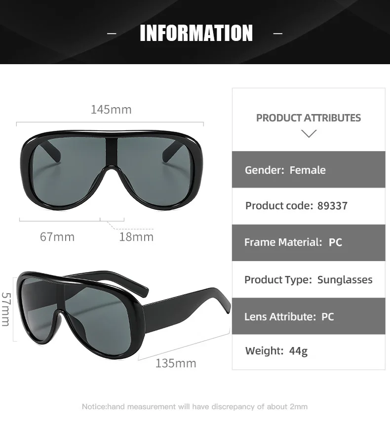 One Pieces Oversized Sonnenbrille 2026 für Damen und Herren – Coole Fashion Sonnenschutz Strand Urlaub Oculos Lunette Soleil Femme – Detail 8