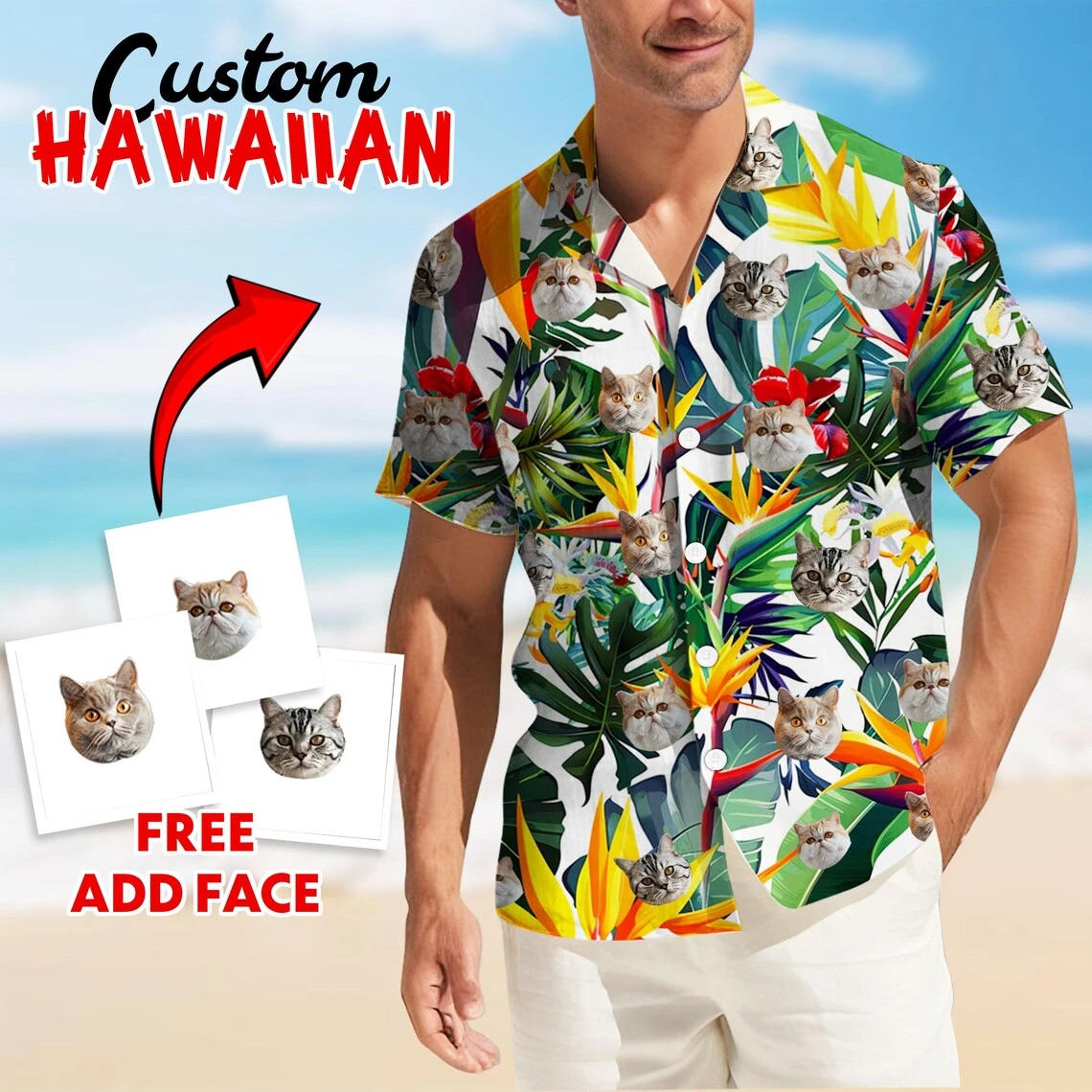

Гавайская рубашка с индивидуальным лицом, унисекс, забавные персонализированные рубашки на пуговицах с 3D принтом, 2025 г., пляжные рубашки с короткими рукавами и лацканами, блузки «сделай сам»