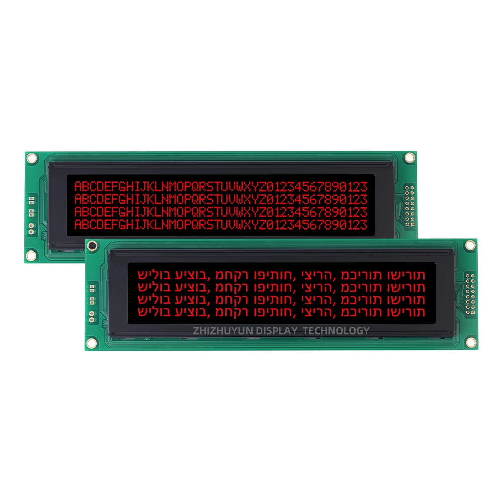 Módulo LCD de caracteres hebraicos, LCM porta paralela, filme BTN preto, luz de fundo LED palavra verde, construído em controlador ST7066U, 4004A2