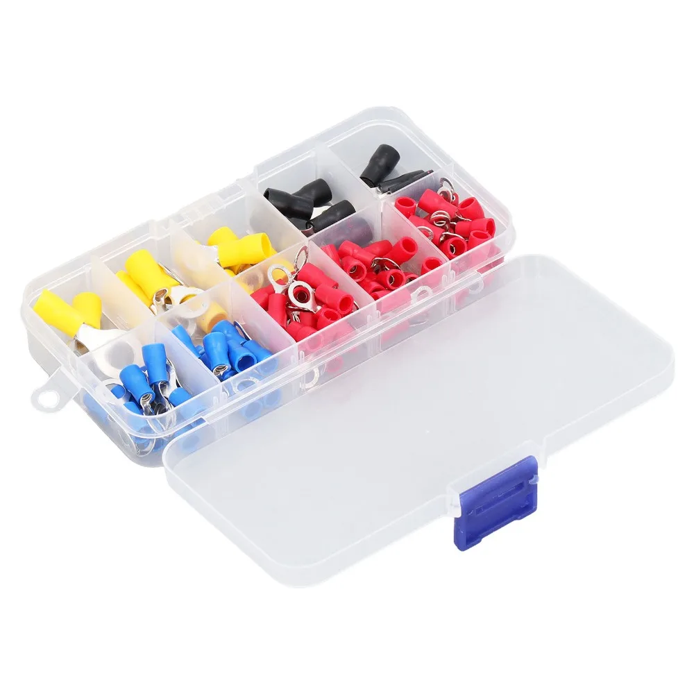 

102PCS RV1.25/2/3.5/5.5 Insulated Ring Terminal O Ring Crimp Terminals 10 Specification Wire Crimp Connector Terminal