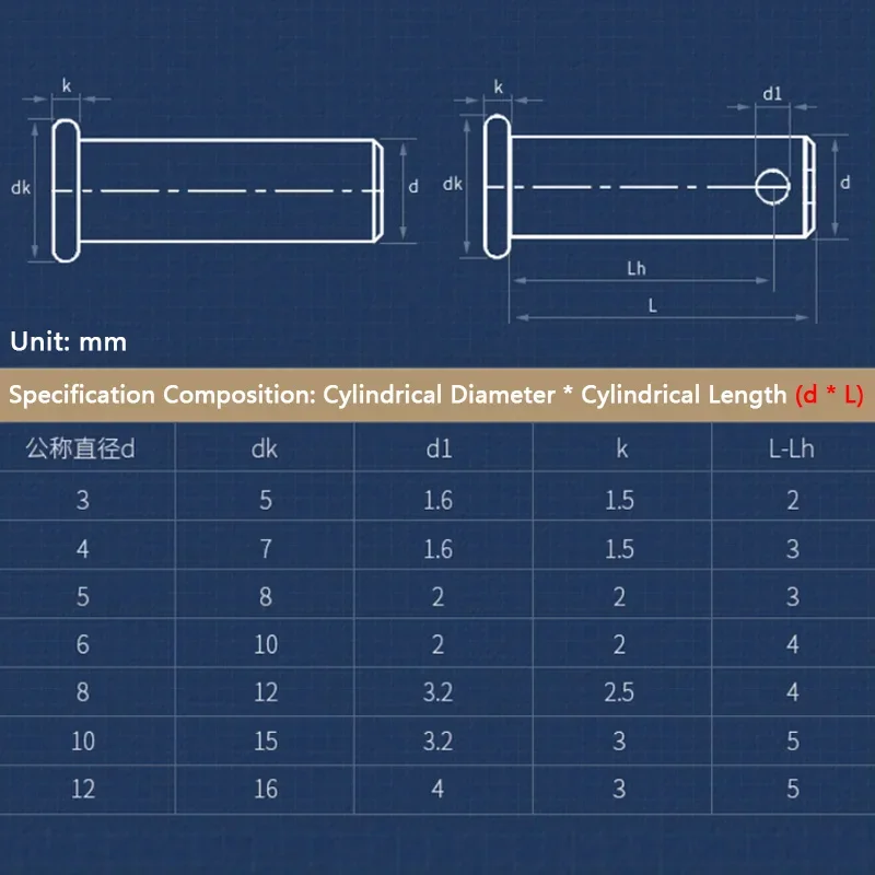 GB882 M3 M4 M5 M6-M12 With Hole Pin Shaft Cotter Pin Set 304 A2 Stainless Steel Flat Head Cylindrical Pin Plug Positioning Pins