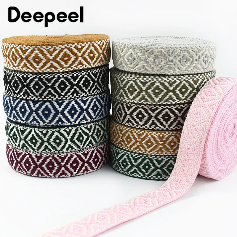 5/10Meters 25mm Cotton Webbing Colorful Jacquard Ribbon for Bags Belt Shoulder Strap Clothing Braid Tape DIY Sewing Accessories