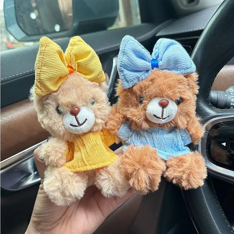 1 sztuka kokardka niedźwiedź lalki torba wisiorek pluszowy miś brelok DIY dekoracje Kawaii Cartoon wypchane zwierzęta zabawki