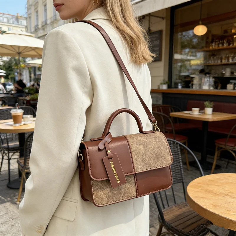 Vintage Patchwork Leather Tote Crossbody Shoulder Bags for Women Modern Versatility Summer Outings, Picnics, Everyday Chic Style