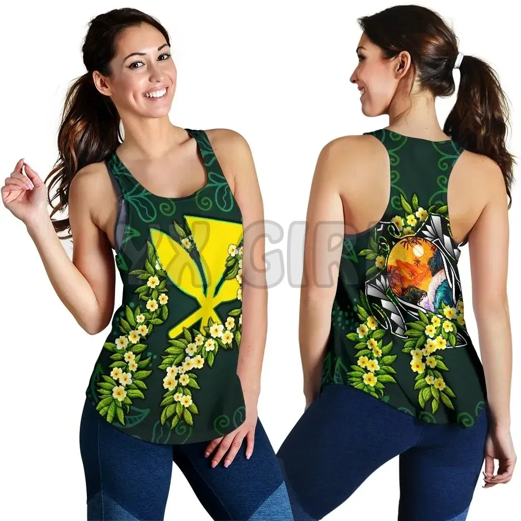 YX GIRL  Polynesian Hawaii Women Racerback Tank  3D Printed Sexy Backless Tops Summer Women Casual Tees Cosplay Clothes