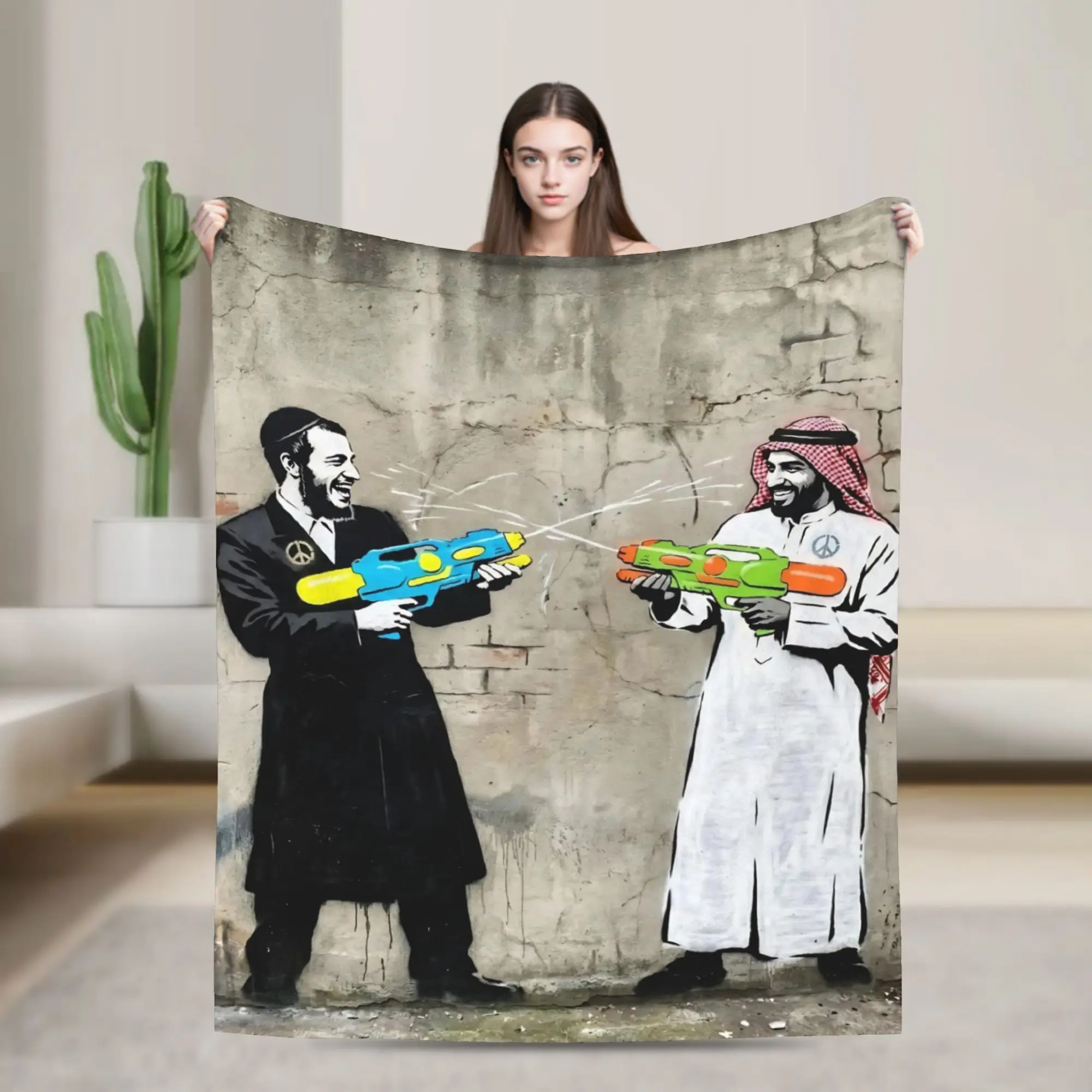 Banksys art Blanket Multiple Sizes Warm Cozy Fluffy  Throw Blankets for Sofa Couch and Bed