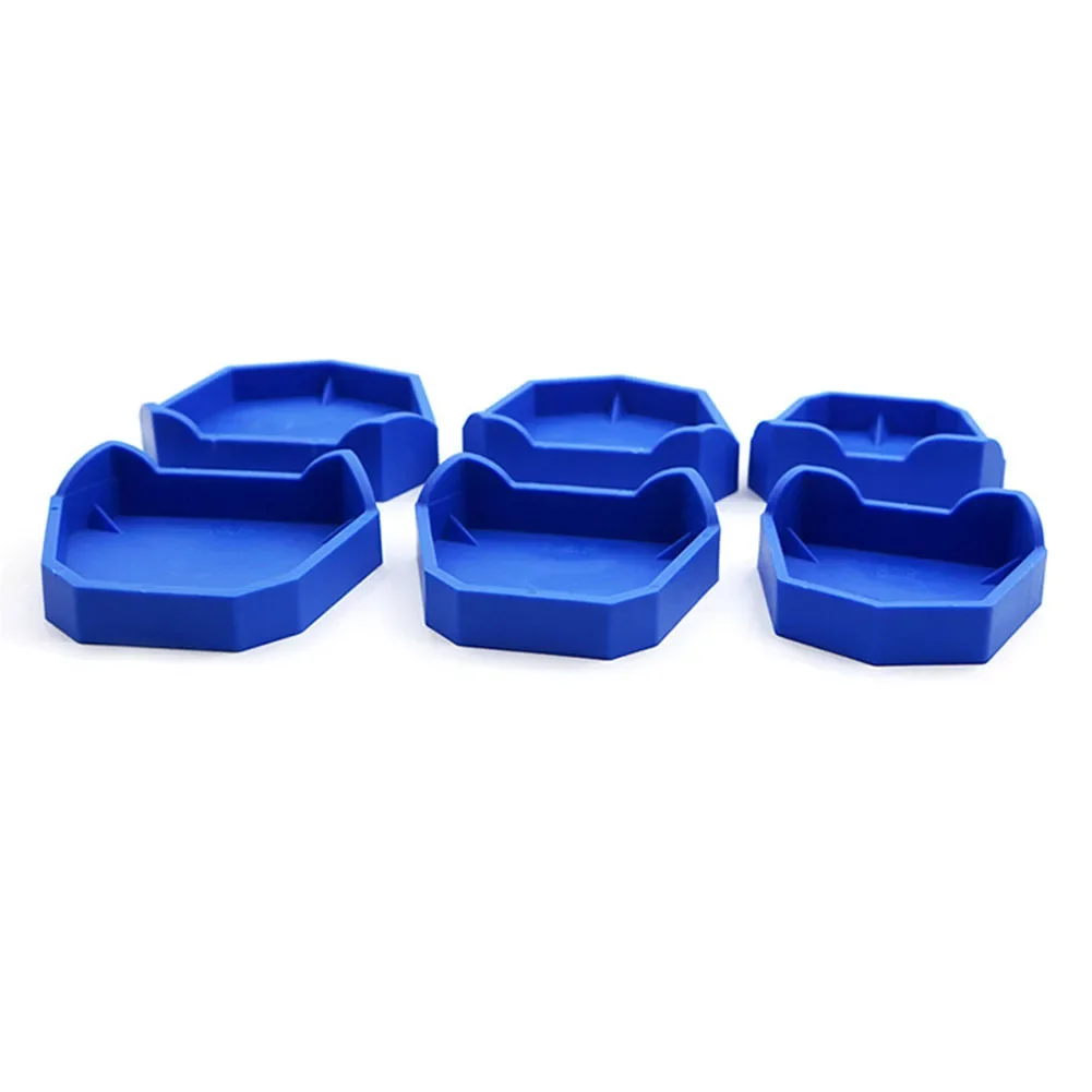 

6Pcs/set Dental Lab Plaster Model Base Set Jaw Teeth Mold Impression Tray Silicone Rubber Denture Material Gypsum Former Holder