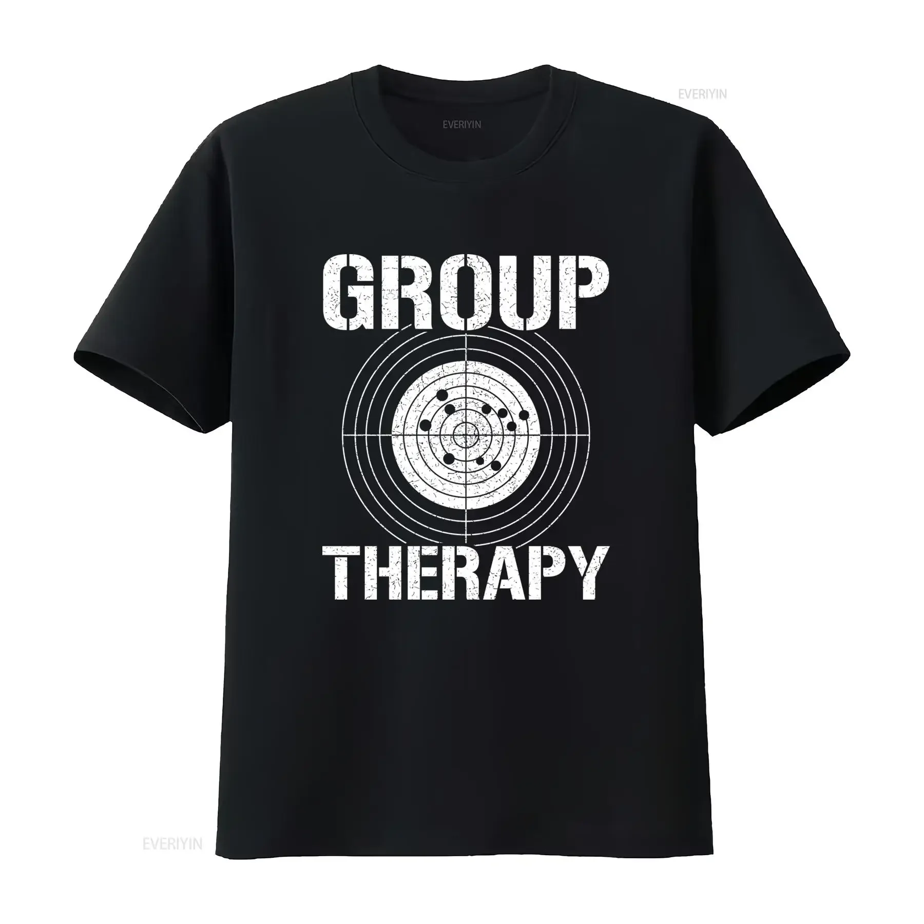 Shooting Group Therapy 2nd Amendment Patriotic Mens Black Cotton T Shirt vintage Washed Top For Everyday Wear Breathable