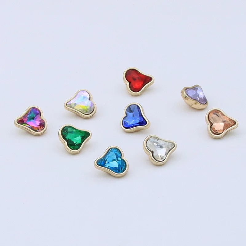 FCXDG Beautiful Crystal Heart Metal Buttons Sewing Accessories Women\'s Dresses Sweaters Shirts Colourful Decorative Buttons