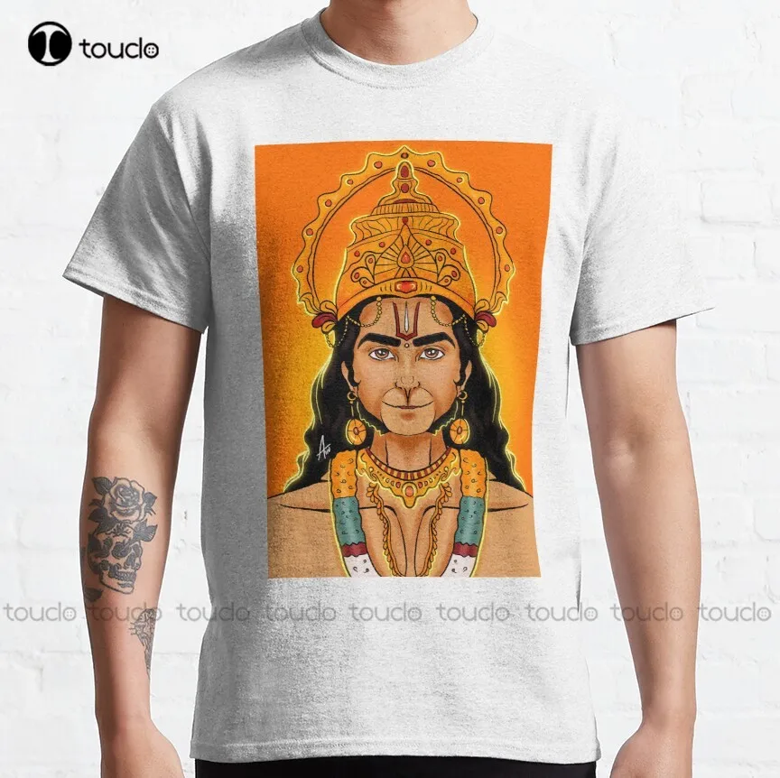 Lord Hanuman Digital Artwork Creation  Classic T-Shirt Mens Shirt Breathable Cotton Custom Aldult Teen Unisex Christmas Gift New