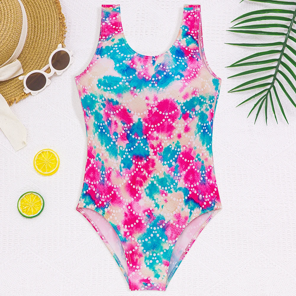 

Girls Swimsuit One Piece Bathing Suit Kids Summer Hawaiian Mermaid Fish Scale Swimwear Quick Dry Swimming Clothes