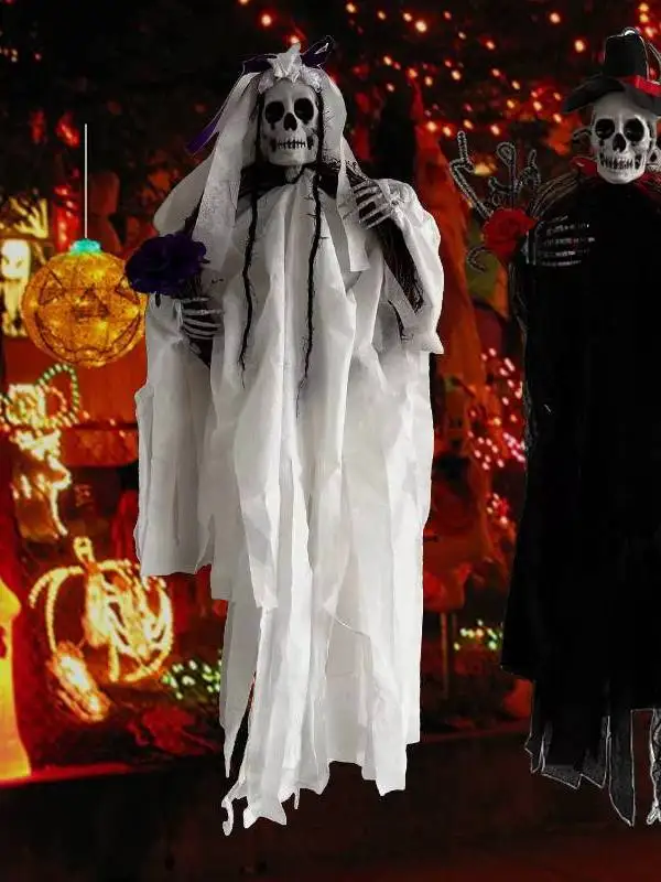 

Halloween Black And White Hanging Skull Ghost Death Theme Costume Accessories for Women Ethnic Stage Wear