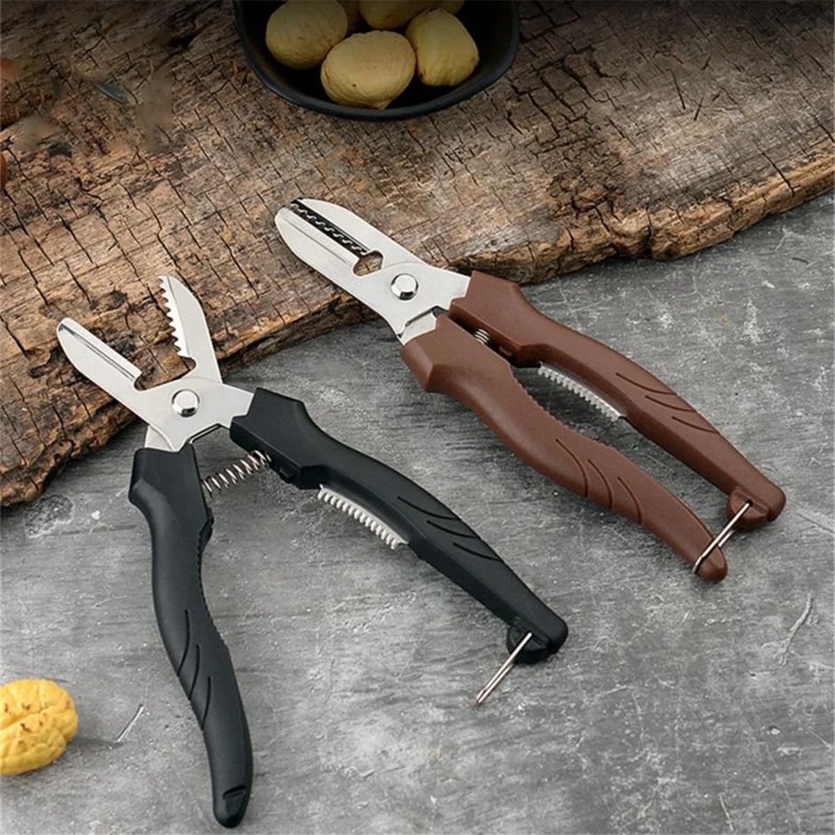 Multipurpose Chestnut Clip Easy to Clean Chestnut Kitchen Bar Supplies Chestnut Scissors with Lock Design Nut Tool,Brown image 2