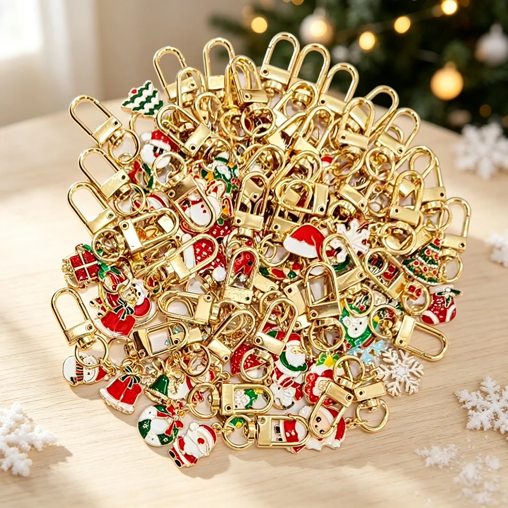 20 Stück Zufällige Legierungs-Weihnachts-Schlüsselanhänger, Taschenanhänger, Feiertagsdekoration, Partygeschenk, Geschenk für Frauen und Männer, Rucksack- und Auto-Dekoration – Detail 3