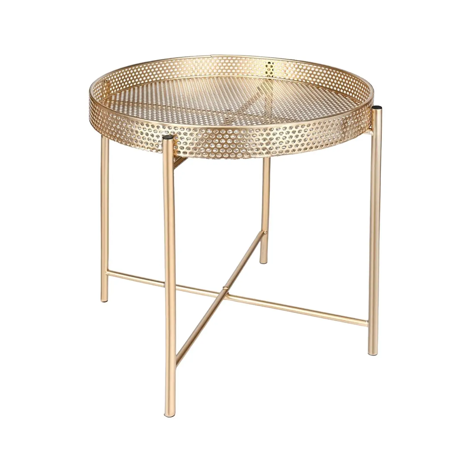 Iron Outdoor Side Table Metal Removable Tray Decorative Accent End Table for Living Room Balcony Garden Small Space Home Decor