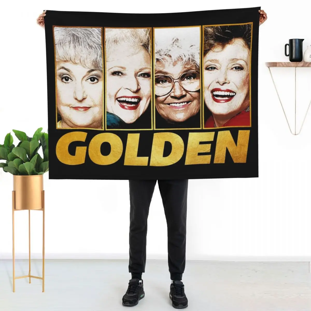 

Golden Throw Blanket Soft Home Decor Blanket for Couch Bedroom