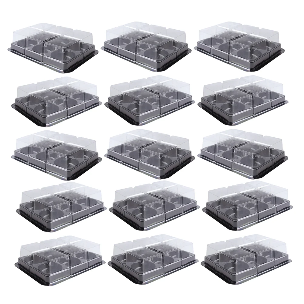 

50 Pcs Boxes 6 Cavities Cake Carrier Containers Cookie Muffin Mini Cupcake Dessert Packaging Reusable PET Food