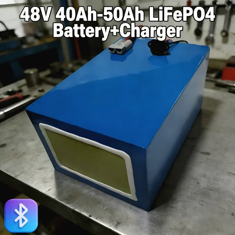 

Аккумуляторная батарея LiFePO4 48В 40-50Ач высокой мощности | 100A Bluetooth BMS + зарядное устройство 58.4В 5А (2000-3500Вт)