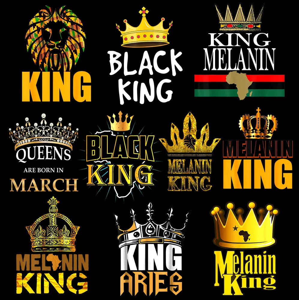 Melanin King Queen Crown Iron On Tranfers For Clothes Thermal Sticker DIY T-Shirt Decal Iron On Patches For Men Clothes Print