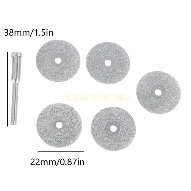 57QF Hot 5 PCS 22mm Emery Diamond Cắt lưỡi khoan Bit+1 Mandrel cho bộ