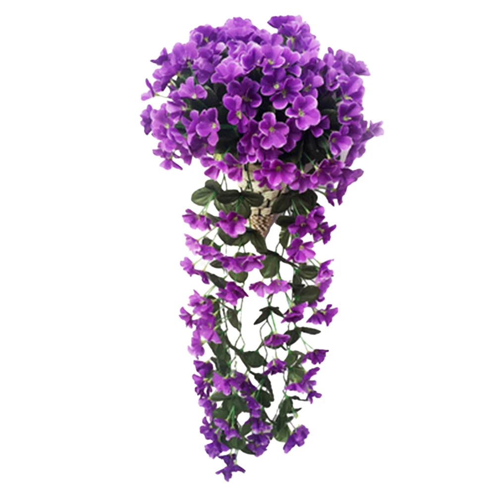 

Vibrant 18 Branches Artificial Violet Hanging Flower Vines Plastic Fake Flowers Wall Decor Plants Garland For Wedding Home Garde