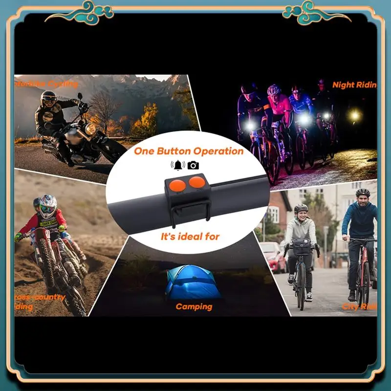 (ใหม่) -1080P 30FPS มัลติฟังก์ชั่ขี่จักรยานกล้องจักรยาน/รถจักรยานยนต์กล้องกันฝนพร้อมไฟฉาย LED แตรจักรยาน