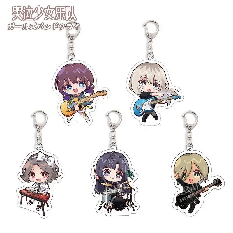 Anime Girls Band Cry NINA ISERI Key Chain Fashion Acrylic Keyring Pendant Cosplay Key Chain Pendant Gift