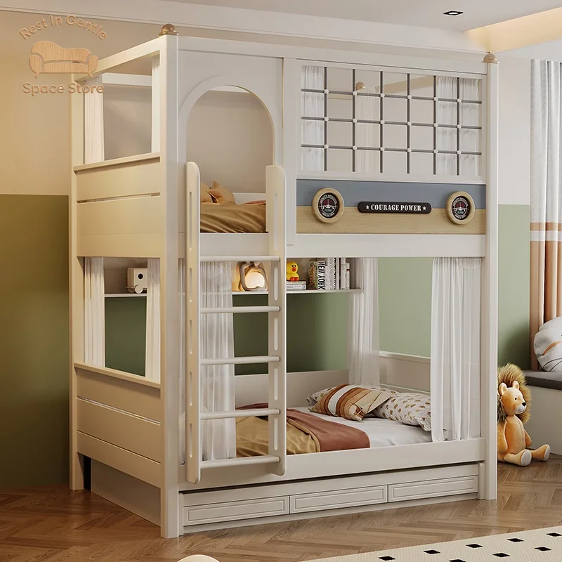 Full height guardrail children's  boys up and down bunk  two  princess castle  two  high and low