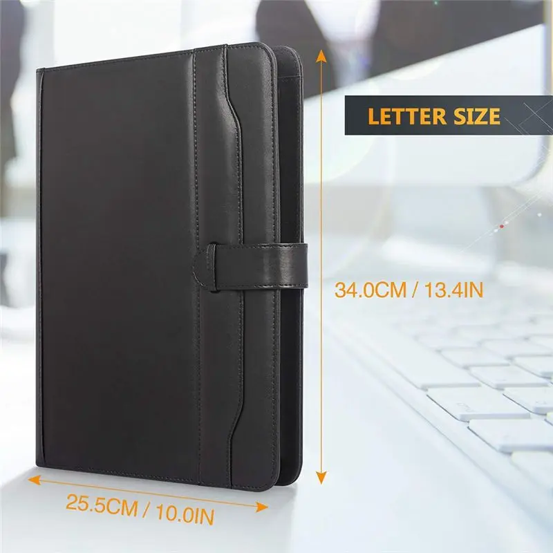 

*A91P Portfolio Folder, Women Business Document Organizer Size with Pad for Interview, Conference Black