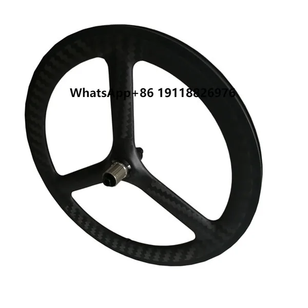 

New Surface 12K Twill Carbon Tri Spoke 3 Spokes Wheelset 20" 406 3 Spoke Wheels 48mm 25mm Clincher Basalt