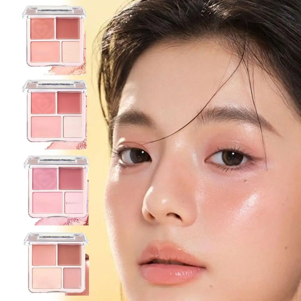 Paleta do makijażu twarzy 4 w 1: róż, brzoskwiniowy róż, puder, krem, rozświetlacz, matowy, rozszerzający paletę kolorów, rozjaśniający, róż do policzków, tint do policzków.