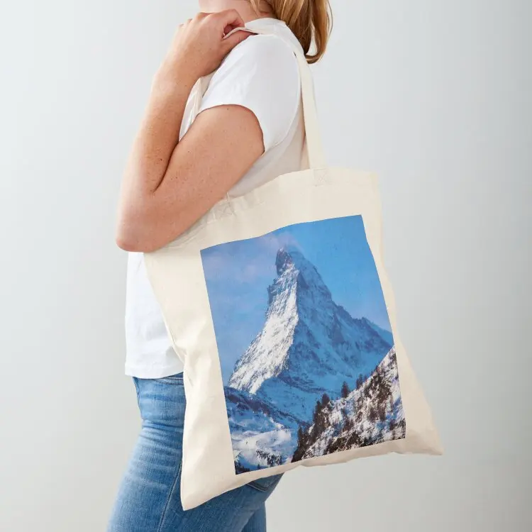Matterhorn Mountain Switzerland Zermatt, European Swiss Alps Mountains, Winter Matterhorn Landscape Oil Paint, Switzerl Tote Bag