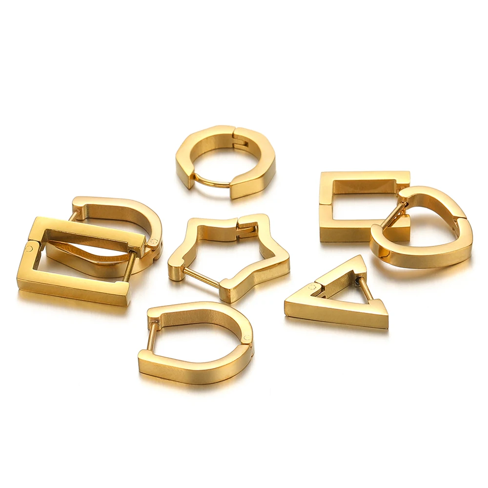 Stainless Steel Hoop Earrings Triangle Unisex Punk Rock Ear Square Earring Gifts Hiphop Gifts Huggie Fashion Jewelry Wholesale