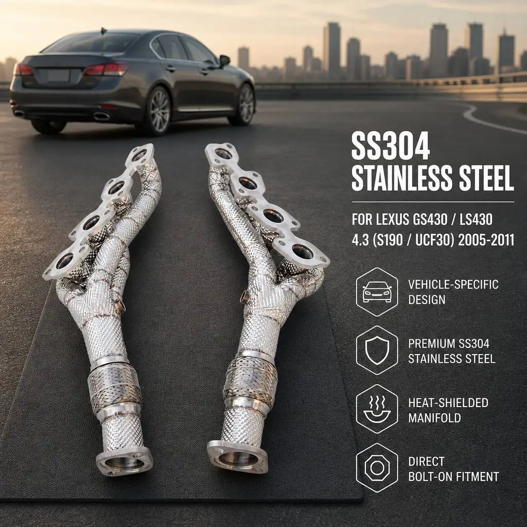 For Lexus GS430/LS430  4.3 (S190/UCF30) 2005-2011 SS304Stainless Steel High-performance Insulated Exhaust Manifold