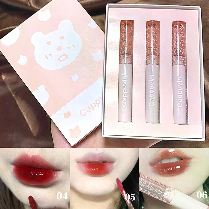كابوفيني الكرز مرآة مقاومة للماء إنهاء المياه ملمع الشفاه عارية الأحمر واضح تينت الزجاج زيت الشفاه السائل ماكياج لمظهر كبير