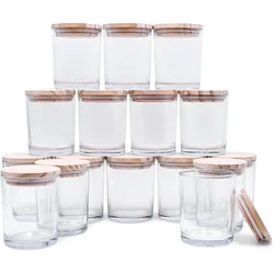 200ml Thick Candle Jars for Making Candles, 7OZ Empty Jars with Wood Lids for Candle Making, Sample Container Black/Amber/Clear