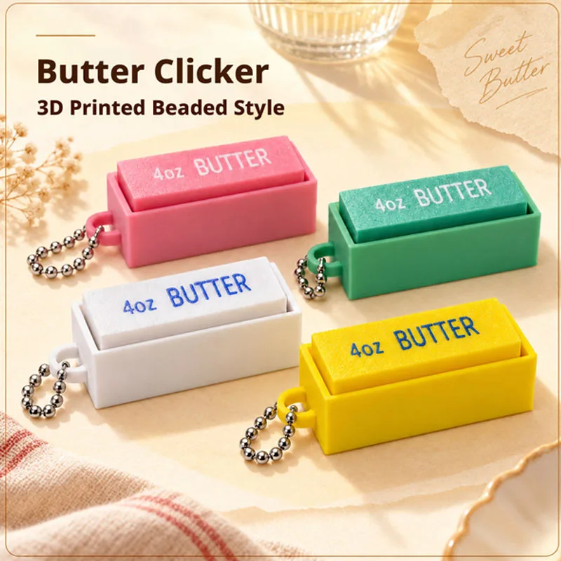 New3D Printing Butter Clicker Butter Click Stress Relief Ornament Fidget Anti Stress Button Desktop Decor Halloween Party Gift