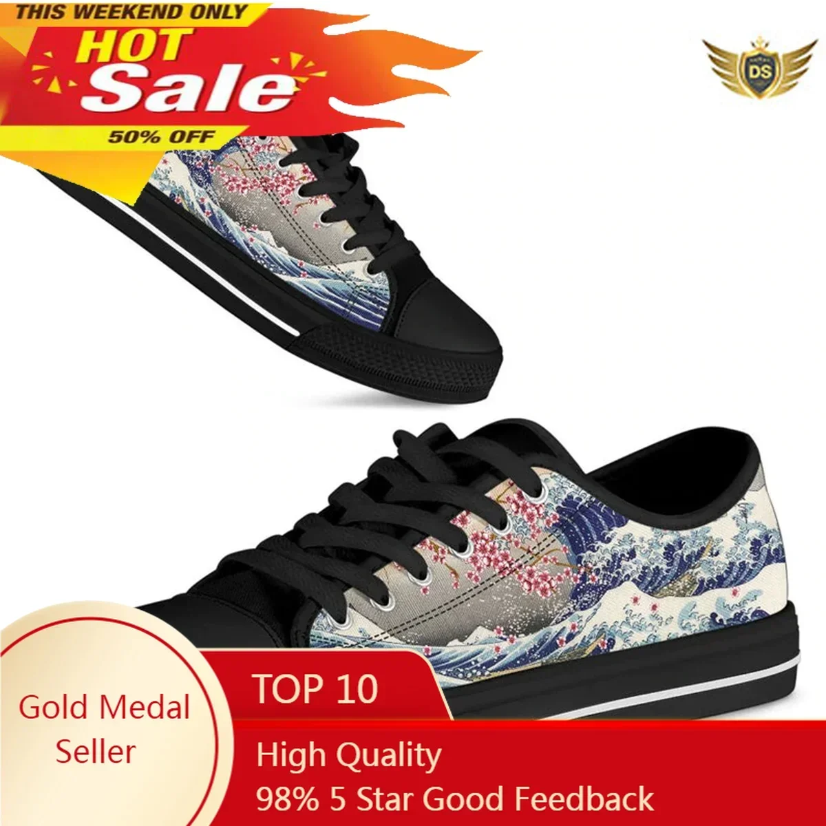 

Women Black Grate Wave Prints Shoes Outdoor Sneakers Casual Fashion Shoes Womens Breathable Lightweight Walking Sneakers