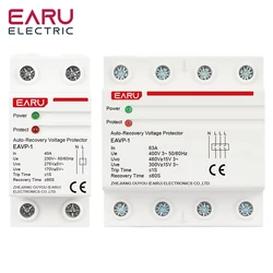 40A 63A AC 230V 400V Din Rail Automatic Recovery Reconnect Over Voltage Under Voltage Protective Device Protection Relay