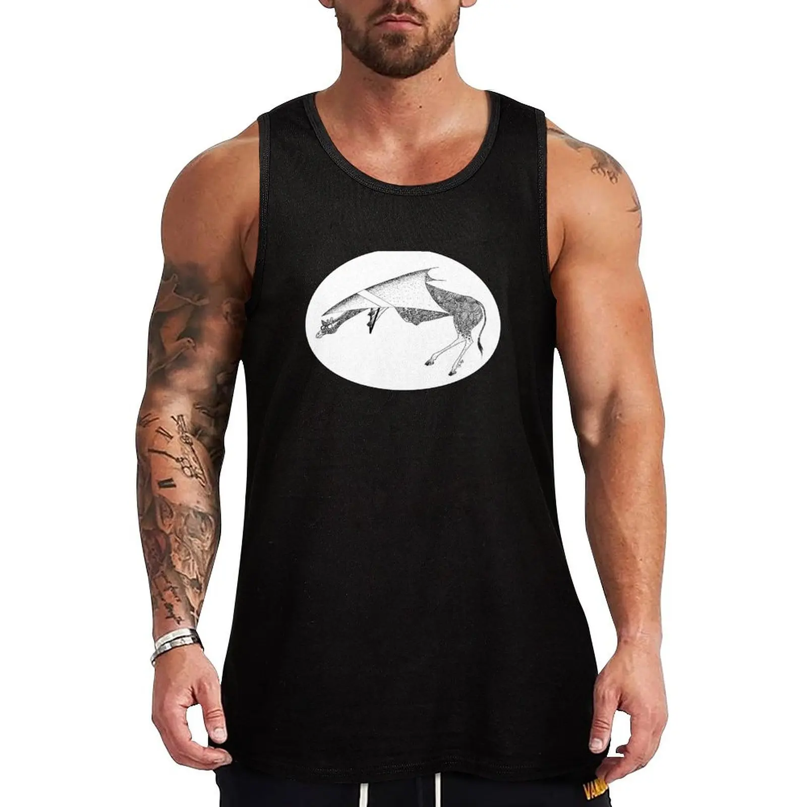 Lovely Giraffe goes Hang gliding Tank Top fitness clothing for men sleeveless vest men