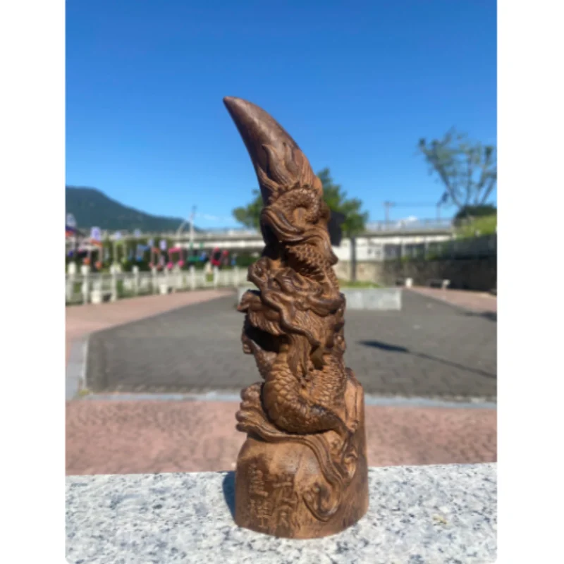 Chinese Dragon & Phoenix Wood Carving - Feng Shui Lucky Statue, Harmony Home Decor Modern Exquisite Handicrafts