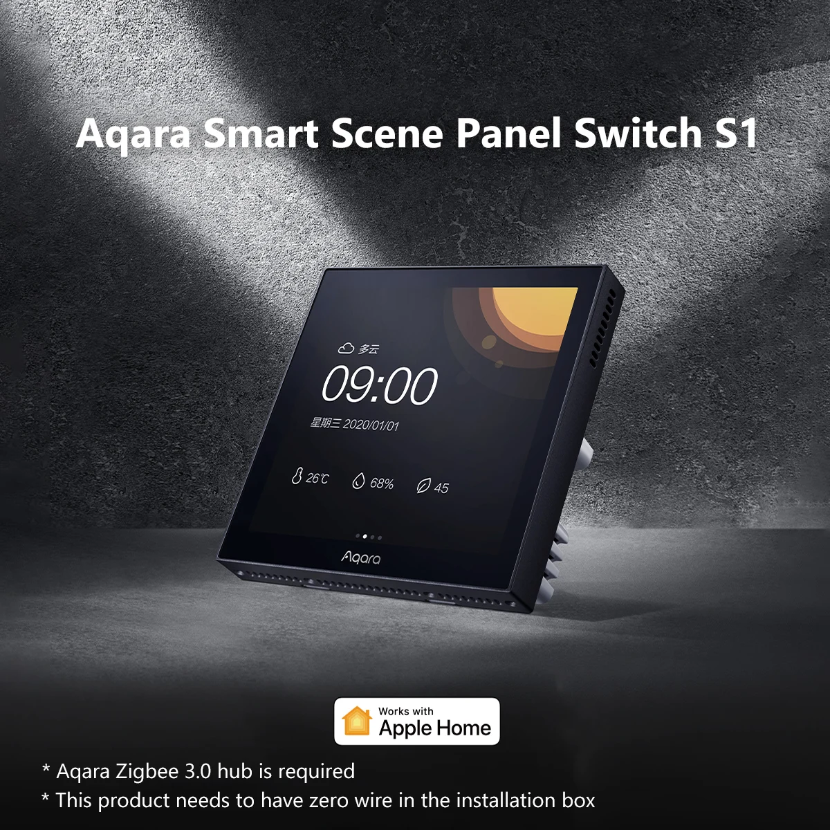 Aqara Smart Scene Panel Switch S1 3,95 Zoll Touchscreen Smart Home Sprachlichtsteuerung Ai Gestenerkennung Funktioniert mit HomeKit