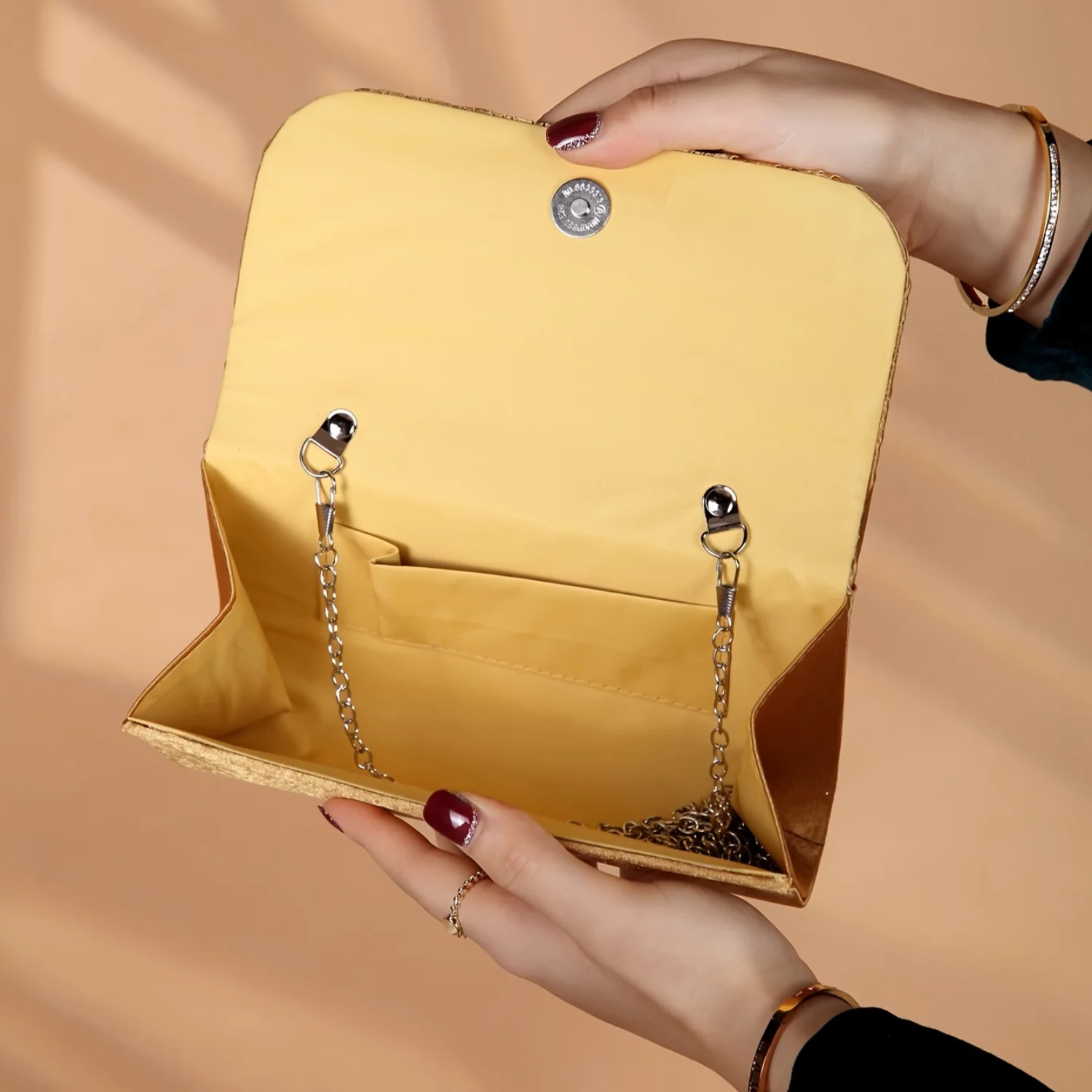 Solid Color Pleated Striped Party Clutch Bag with Chain Strap - Party/Dance Essential!