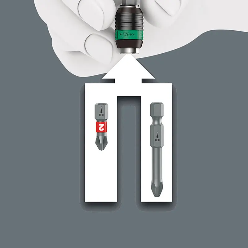 Imagem -04 - Chave de Fenda de Travamento Automático Wera Suporte de Bits com Rapidaptor Mandril de Liberação Rápida Alça Hexagonal 813r 816r 816ra 817r