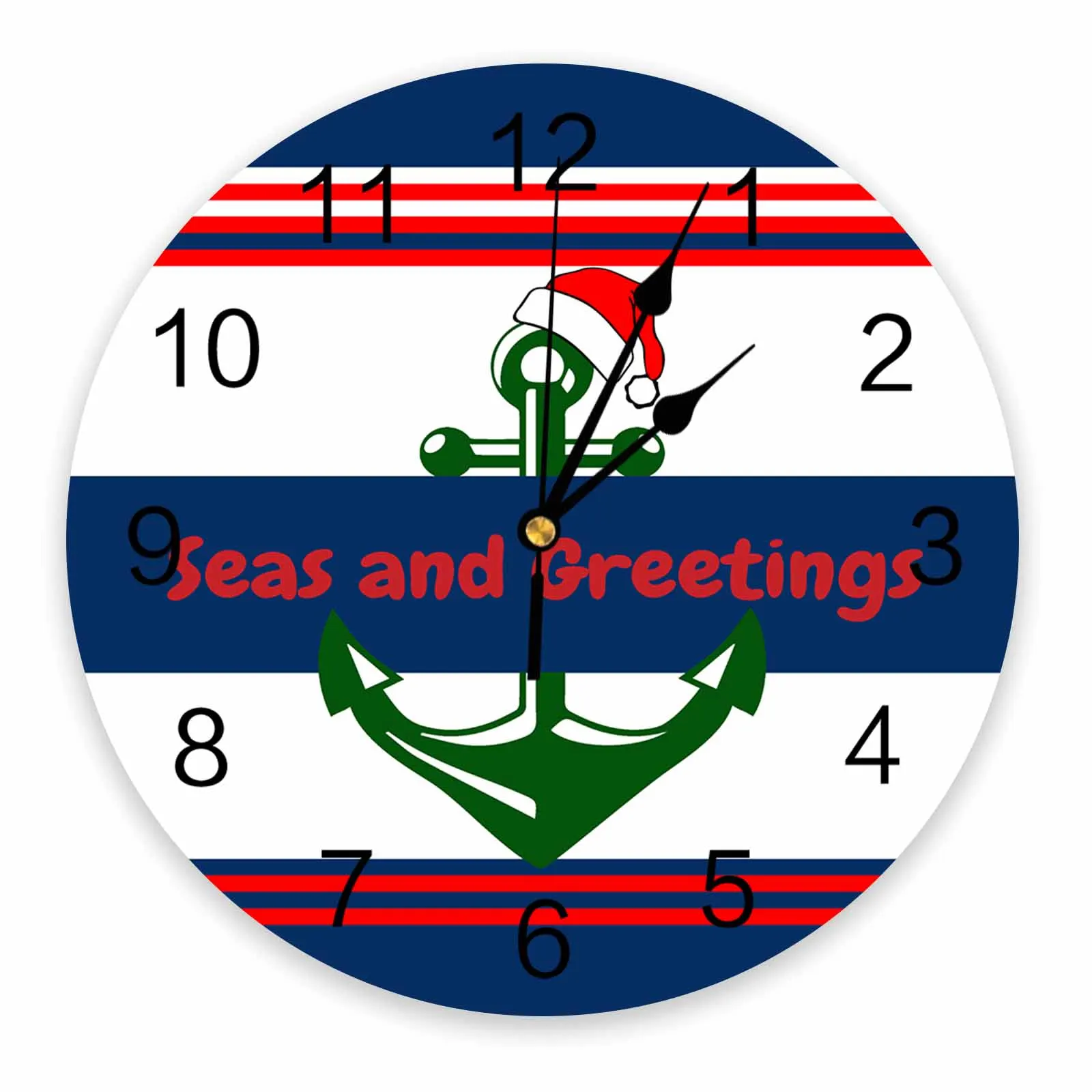 Christmas Boat Anchor Christmas Hat Lines Modern Home Decor Digital Clock Living Room Decor Wall Stickers Wall Clocks