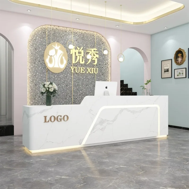 Church Pulpit Reception Desks Beauty Salon Office Standing School L Shaped Desk White Simple Escrivaninha Salon Furniture