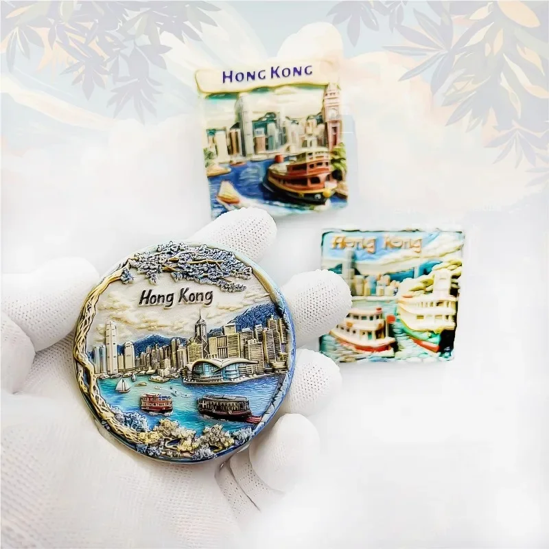 Hong Kong Fridge Stickers Creative Victoria Harbor Bauhinia Fridge Magnets Home Decor China Travelling Souvenirs Wedding Gifts