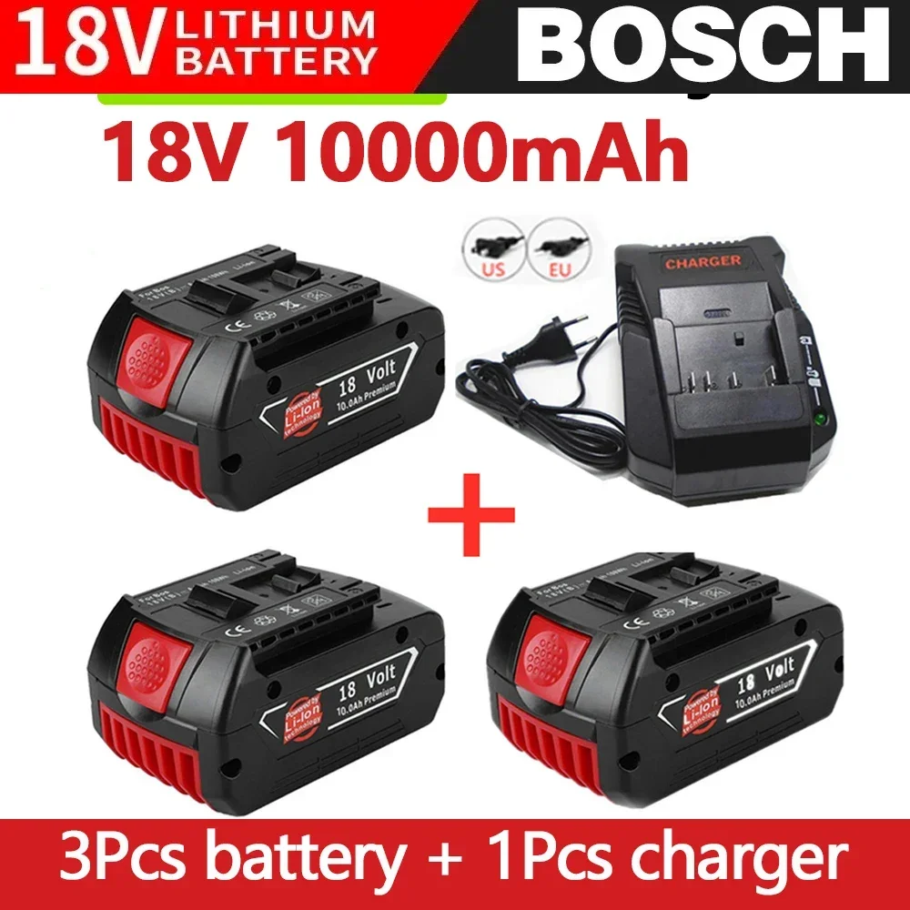 Original 18V 10A Rechargeable Lithium Ion Battery for Bosch 18V 6.0A Backup Battery Portable Replacement BAT609 BAT609G BAT618