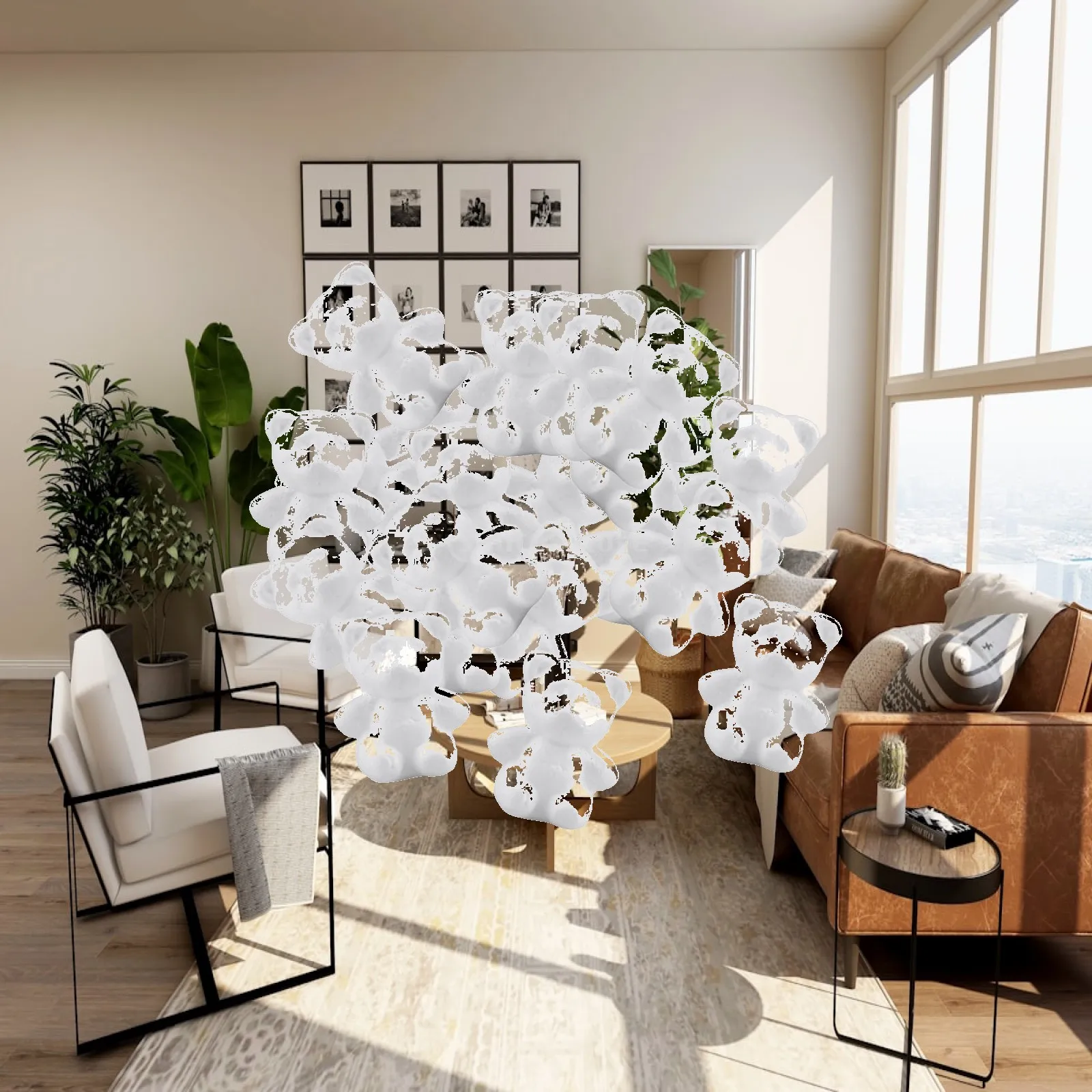 Polystyrene Painted Crafts Bear Foam Ornaments High Density White Modelling for Hallowmas Christmas Art Decorations